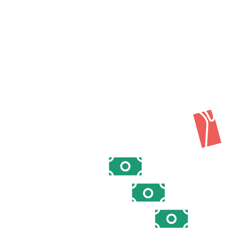 Man sitter och funderar på trappsteg av pengar utanför en bostadsrättsförening. Illustration.