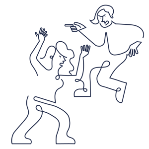 Par som bråkar. Illustration.